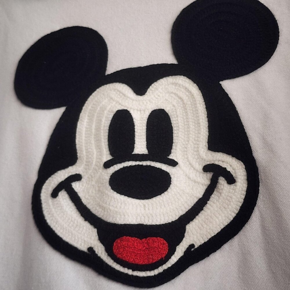 Disney Mickey Mouse Hoodie Mens Medium Embroidered Pullover Sweatshirt - Picture 2 of 8